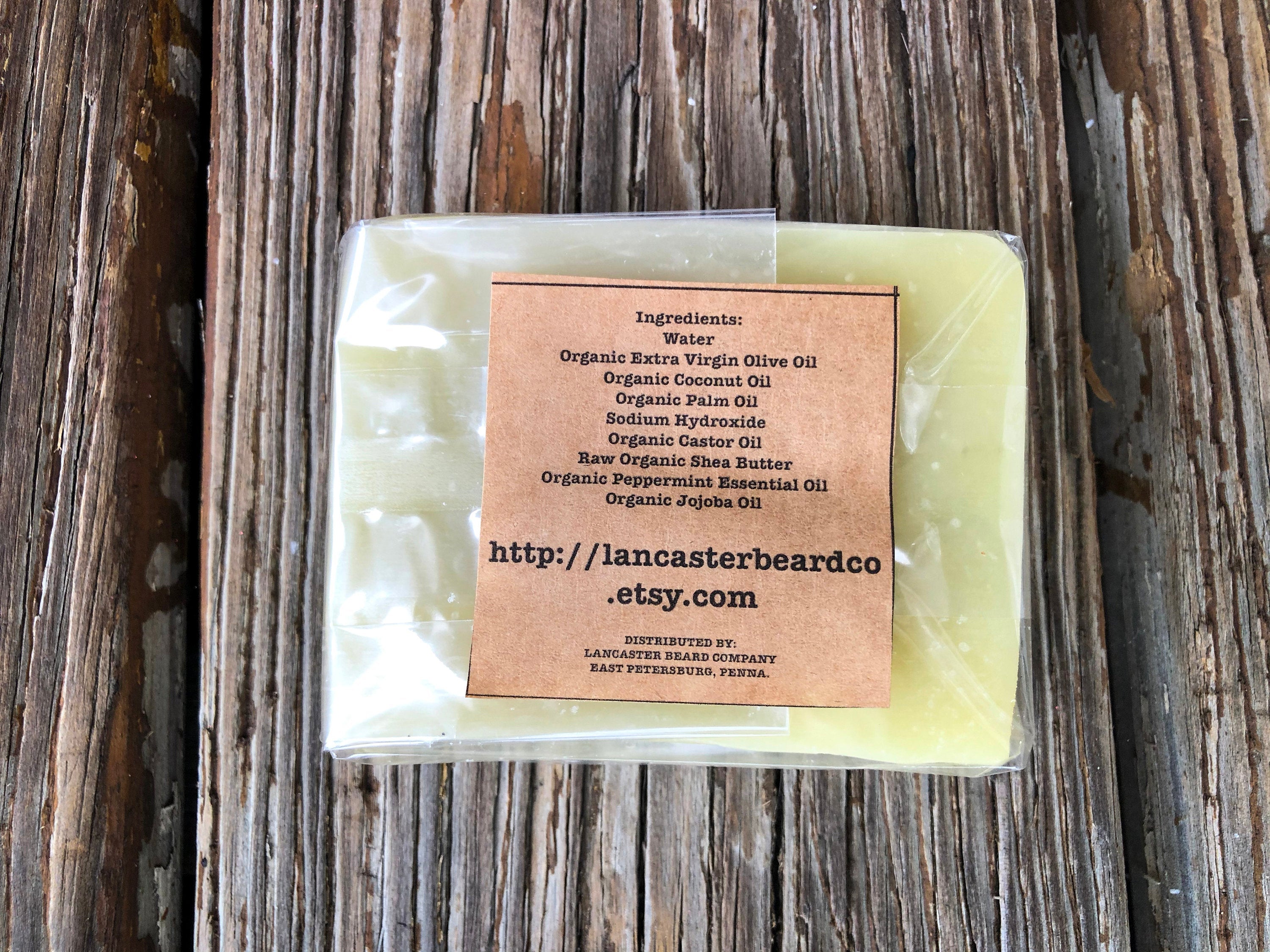 Peppermint Beard Soap/Shampoo/Face Wash/Shave Soap, Made with Organic Oils and Butters